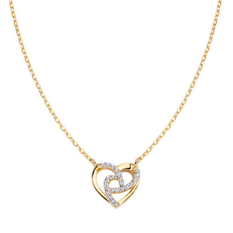 Collana cuori intrecciati donna Amen Argento 925 dorato CLHHGBZ con zirconi bian