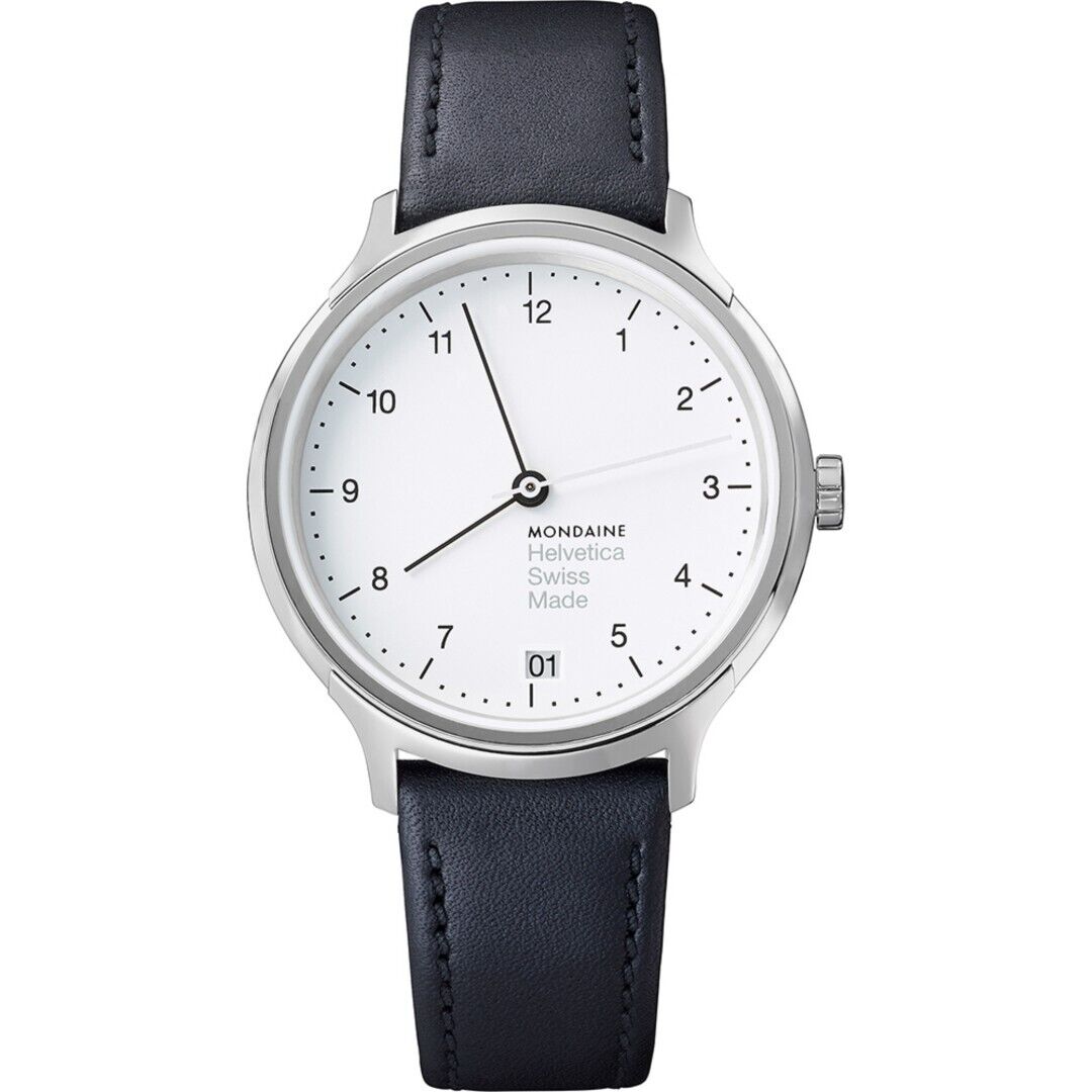 Mondaine Helvetica No1 Donna 33mm Nero Cinturino IN Pelle Svizzero Orologio