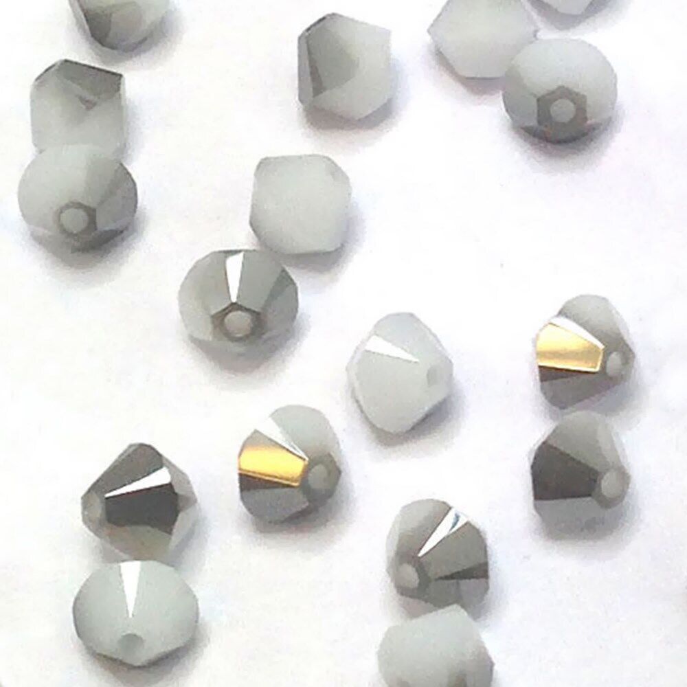 15 CRISTALLI SWAROVSKI BICONO 4 MM 5301-5328 281 S WHITE ALABASTER SATIN