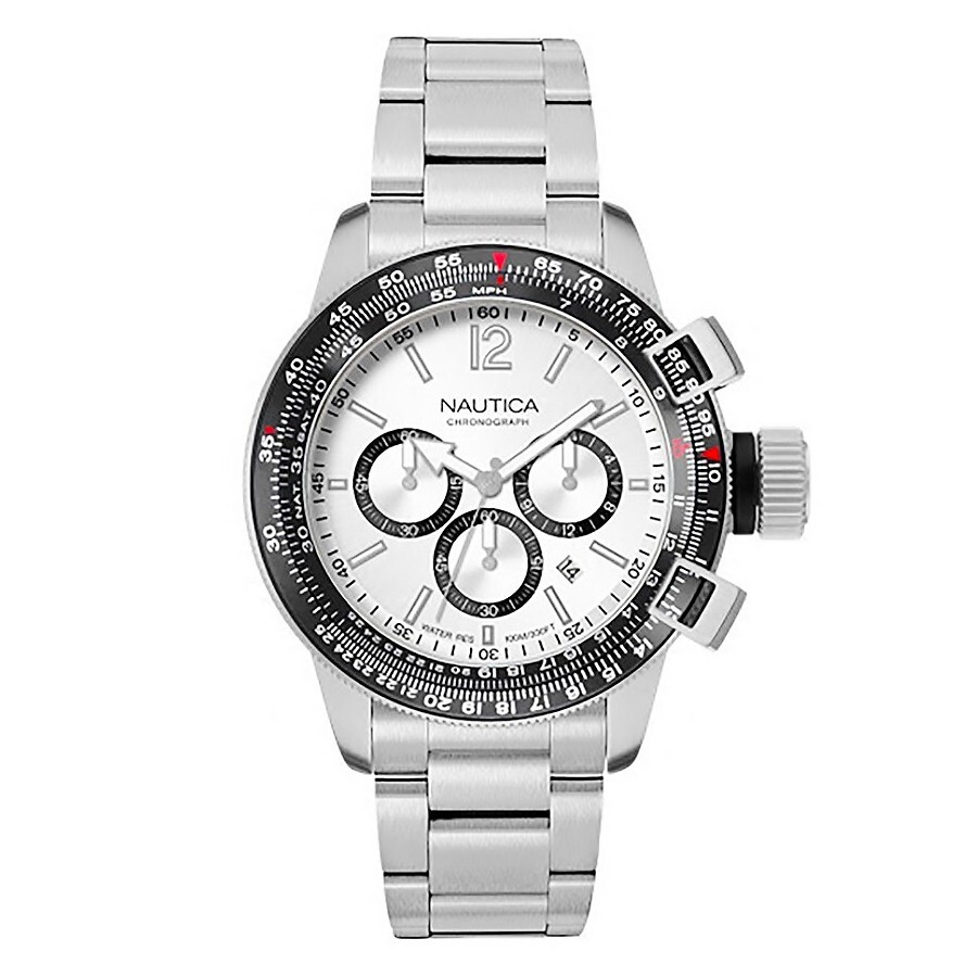 Orologio NAUTICA uomo Pacific Beach cronografo acciaio / bianco NAPBFCF04