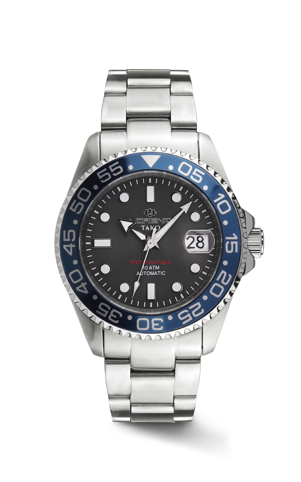 Orologio Lorenz Tako Blu Grigio 030254BB Watch Automatico Acciaio Diver Uomo 43m