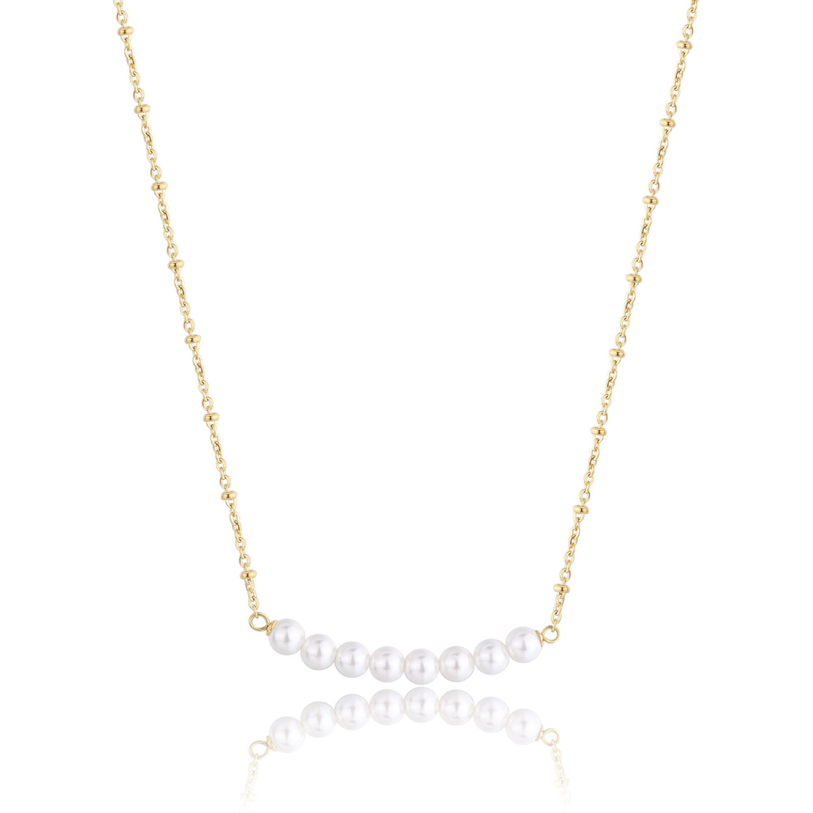 Sagapo Collana Girocollo con Perle Centrali In Acciaio Dorato Donna Sagapo SWI35