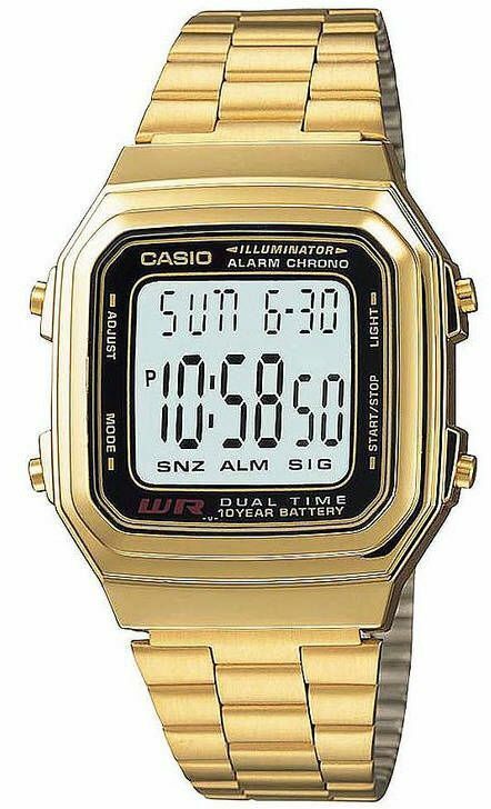 Nuovo Casio Color Oro Bracciale, LED Digitale Illuminatore, Stop Orologio