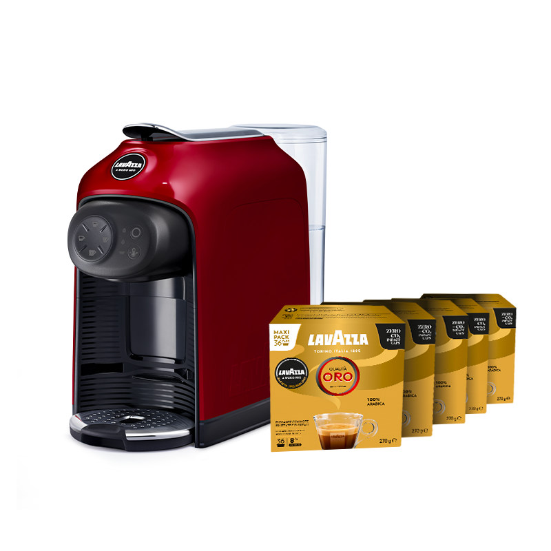 Lavazza A Modo Mio Idola Rosso Macchina Caffè + 180 Caps Oro Incluse