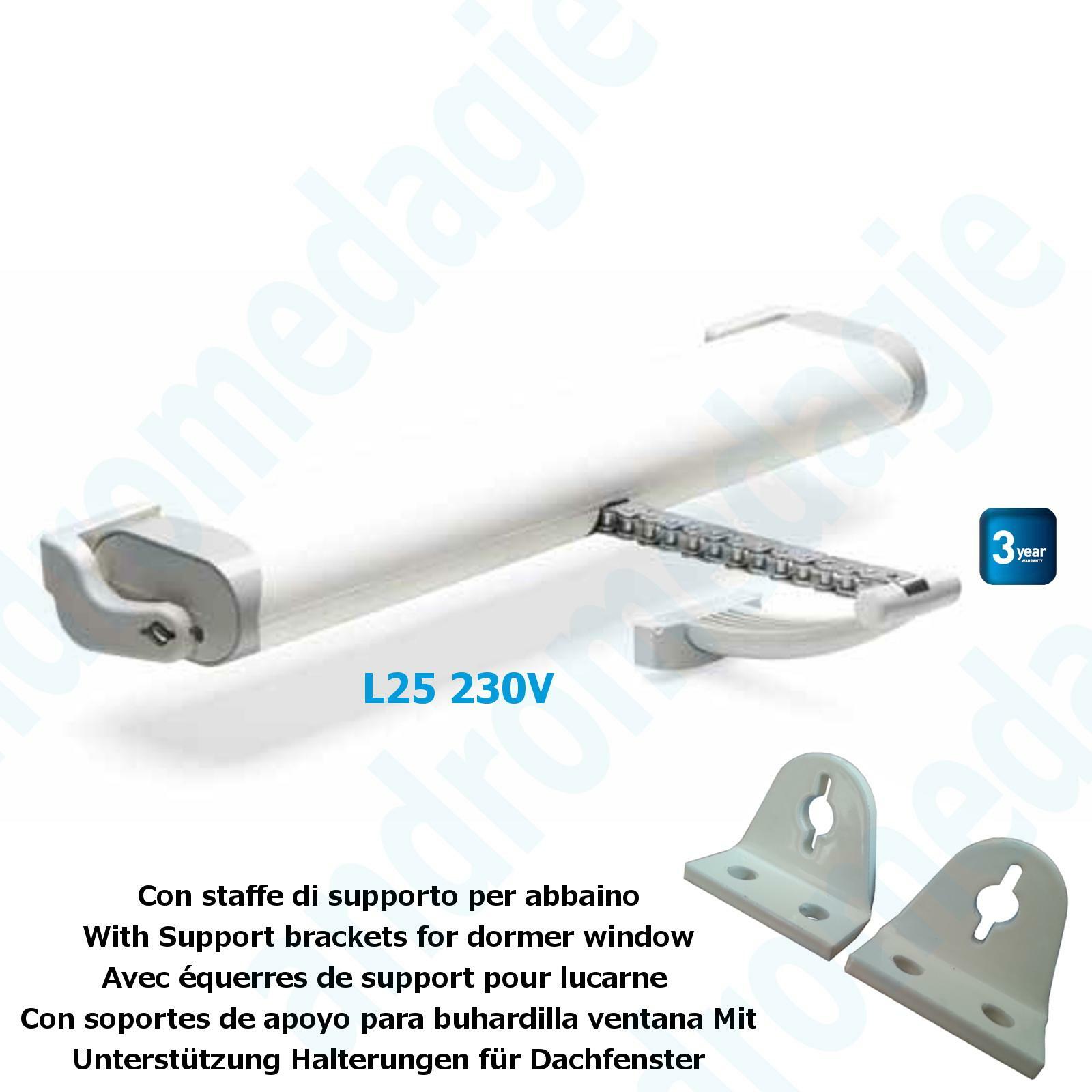 LIWIN 250N 230V BIANCO + STAFFE PER LUCERNAIO Motore finestre Fakro Luxin Isopan