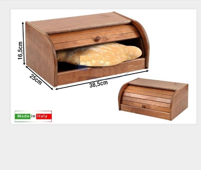 PORTAPANE LEGNO NOCE SCURO CON SERRANDINA IDEA REGALO  10 2022