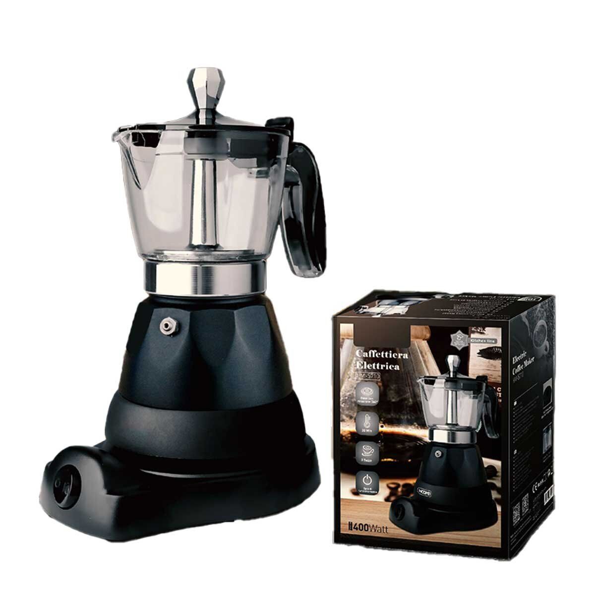 Caffettiera Elettrica a 3 Tazze 400W Macchina da Caffe con Base Rotazione 360