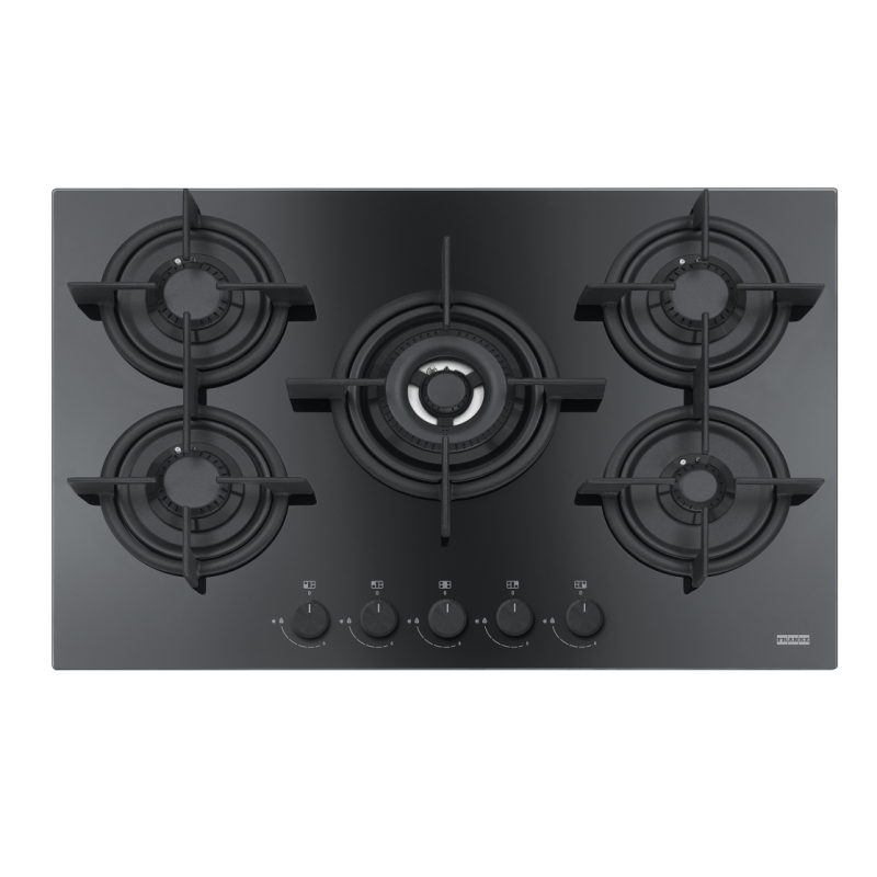 FRANKE FHCR7554GTCHEBKC PIANO COTTURA 75CM 5 FUOCHI A GAS IN CRISTALLO NERO