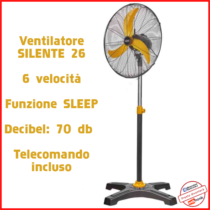 Ventilatore a Piantana da Pavimento silente 26 ev117 cfg Silenzioso Telecomando