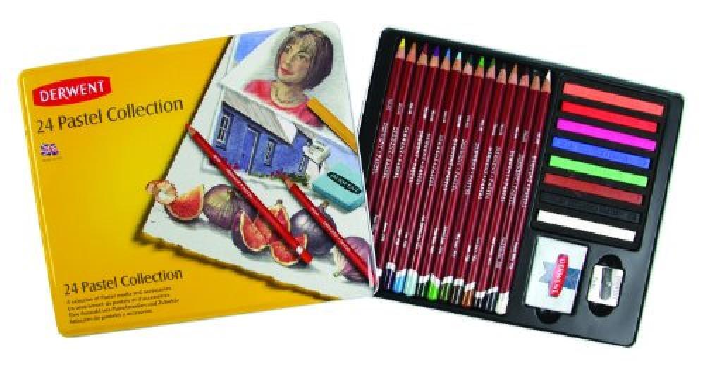 (TG. 24 pastelli) Derwent Pastel Collection Set da 24 Pastelli e Accessori Assor