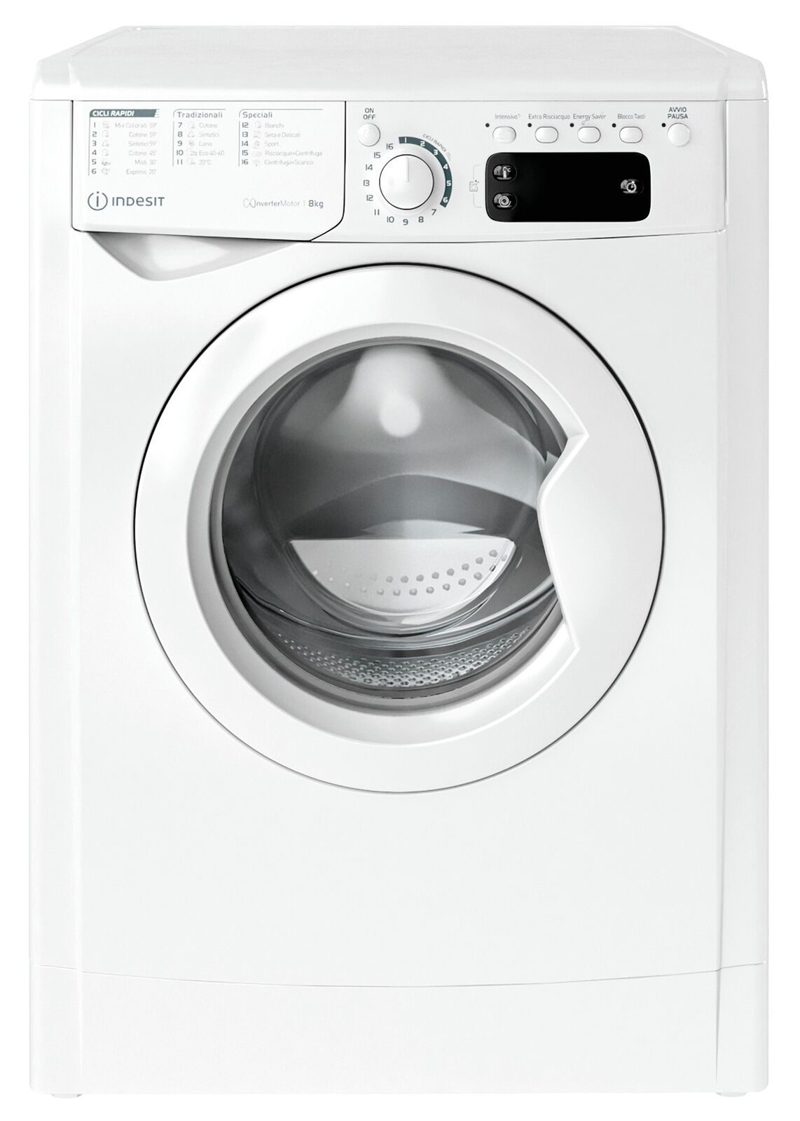 LAVATRICE 8 KG INDESIT 1200 GR CLASSE C INVERTER EWE81284WIT