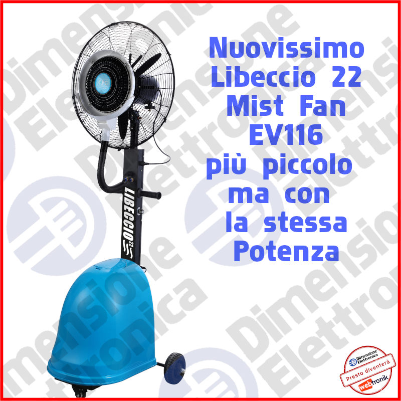 Ventilatore con Nebulizzatore da Pavimento Alta Potenza Libeccio 22 ev116 Nebbia