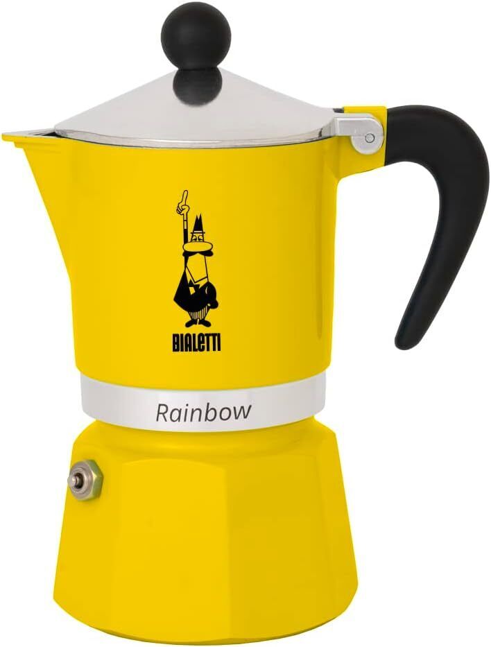Bialetti Rainbow Caffettiera Colorata, Alluminio, Giallo, 6 Tazze