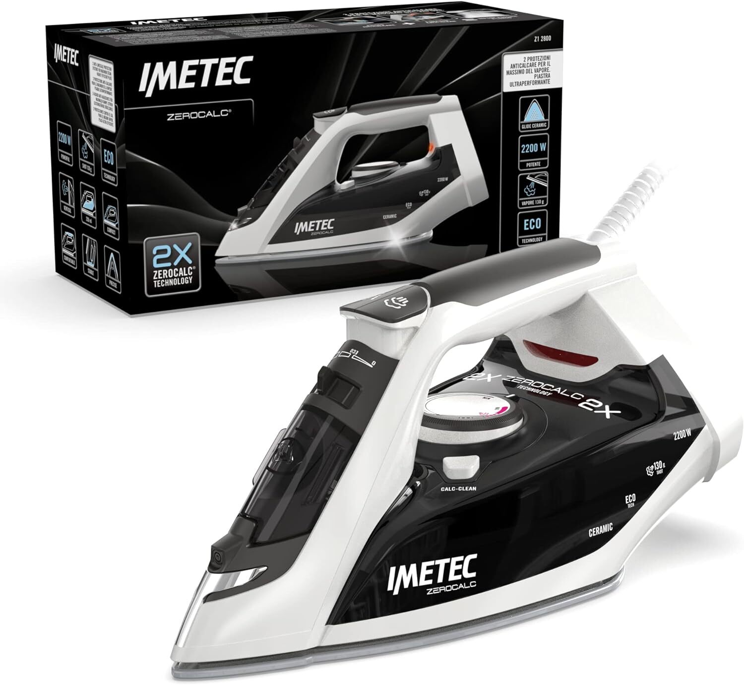 Imetec ZeroCalc Z1 2800 - Ferro da Stiro a vapore - Tecnologia Anticalcare - Pia