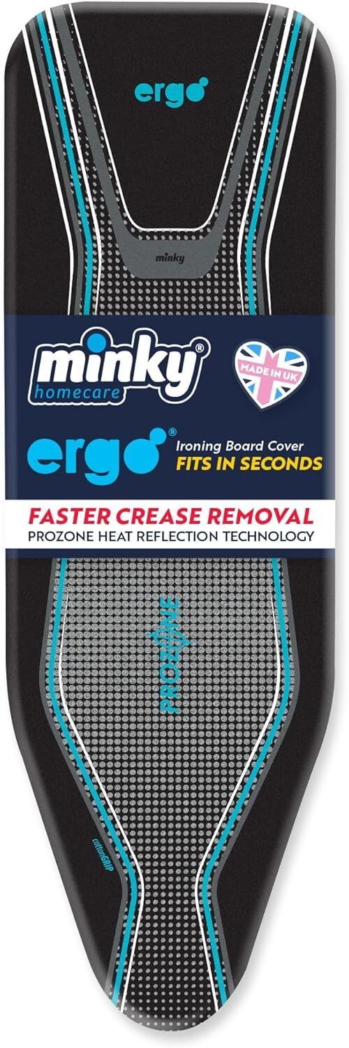 Minky Ergo - Copriasse da stiro elasticizzato extra spesso, nero, 122 x 38cm