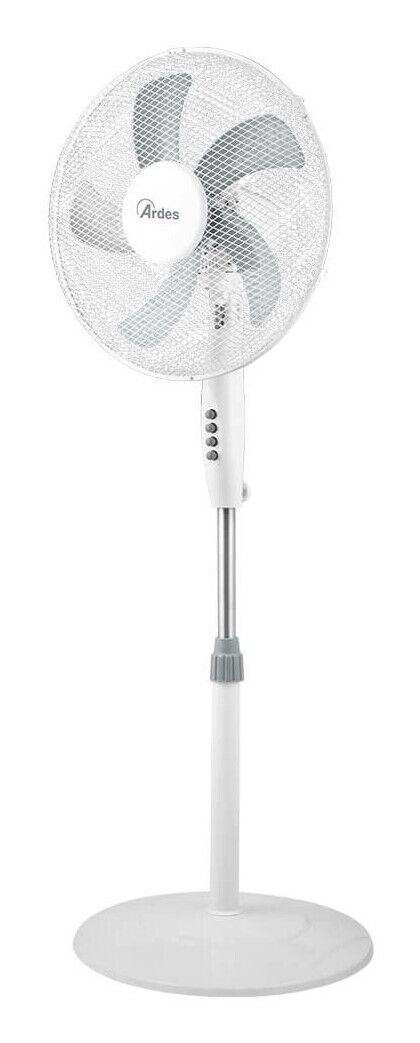 Ardes Ventilatore a Piantana da Terra Oscillante 5 Pale ø 40 cm Bianco AR5BR41PB
