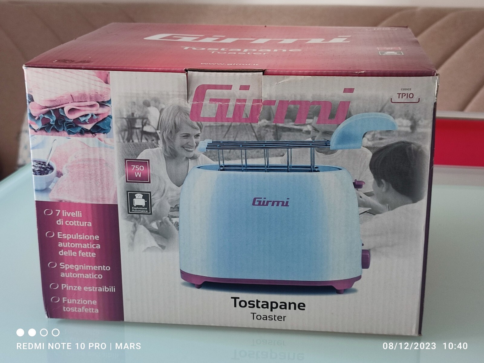 Girmi Tostapane Elettrico TP1001 Colore Bianco/Rosso