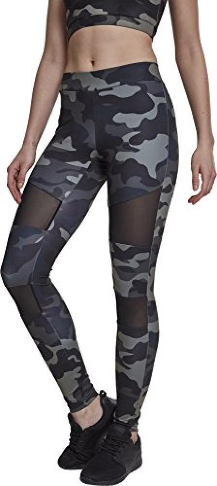 (TG. XXL) Urban Classics Ladies Tech Mesh Leggings, Camo/Nero, XXL Donna - NUOVO