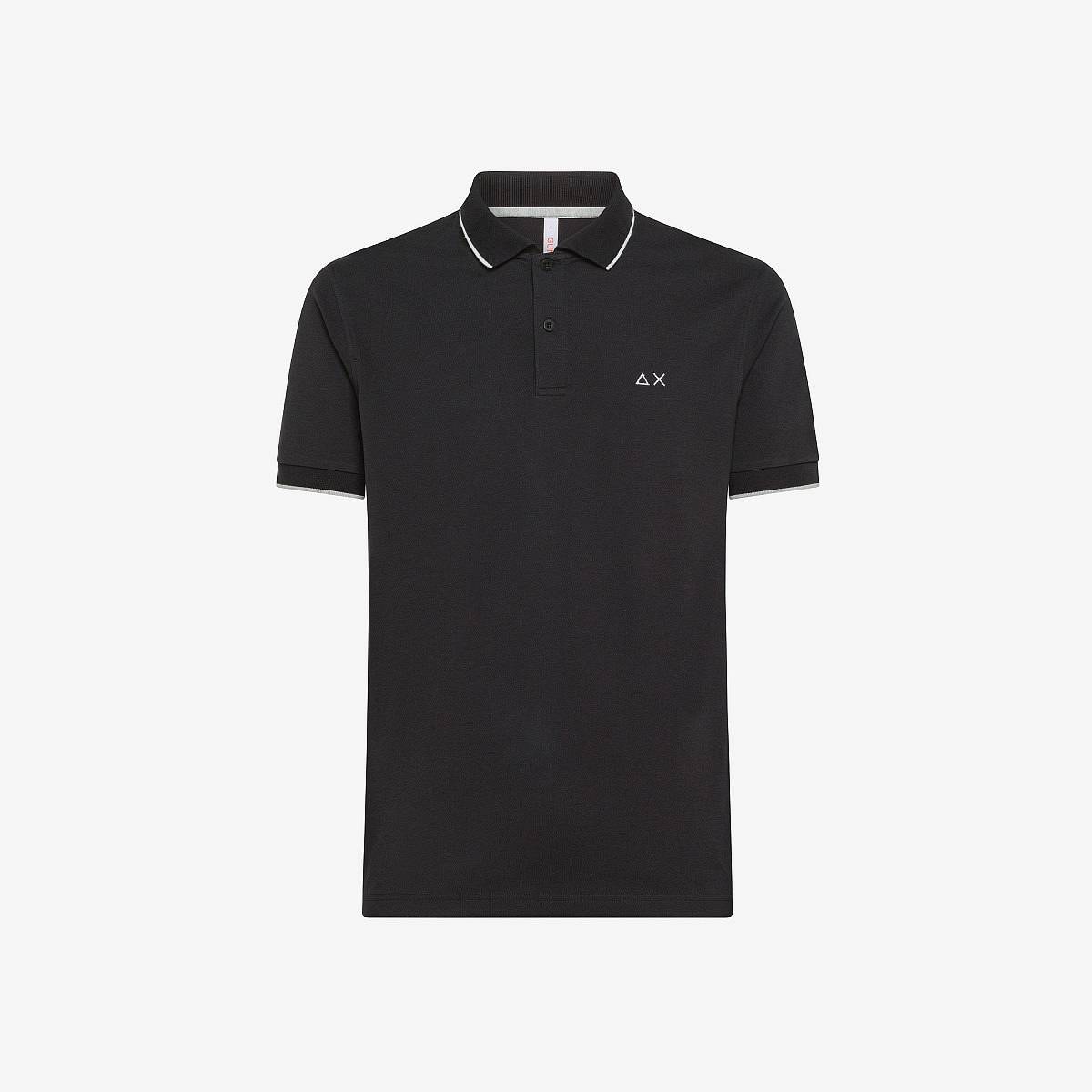 Sun 68 Polo Small Stripes On Collar Nero - Taglia XXXL Abbigliamento Uomo Polo
