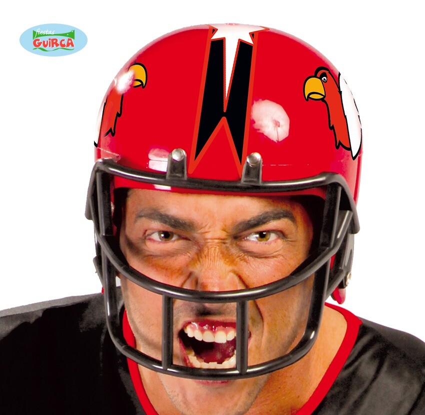 Uomo Football Americano Costume Casco Rosso Nuovo Fg