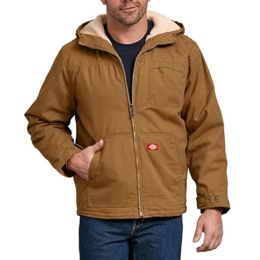 (TG. L) Dickies Sherpa Lined Duck Jacket, Outerwear Uomo, Marrone (Rinsed Brown