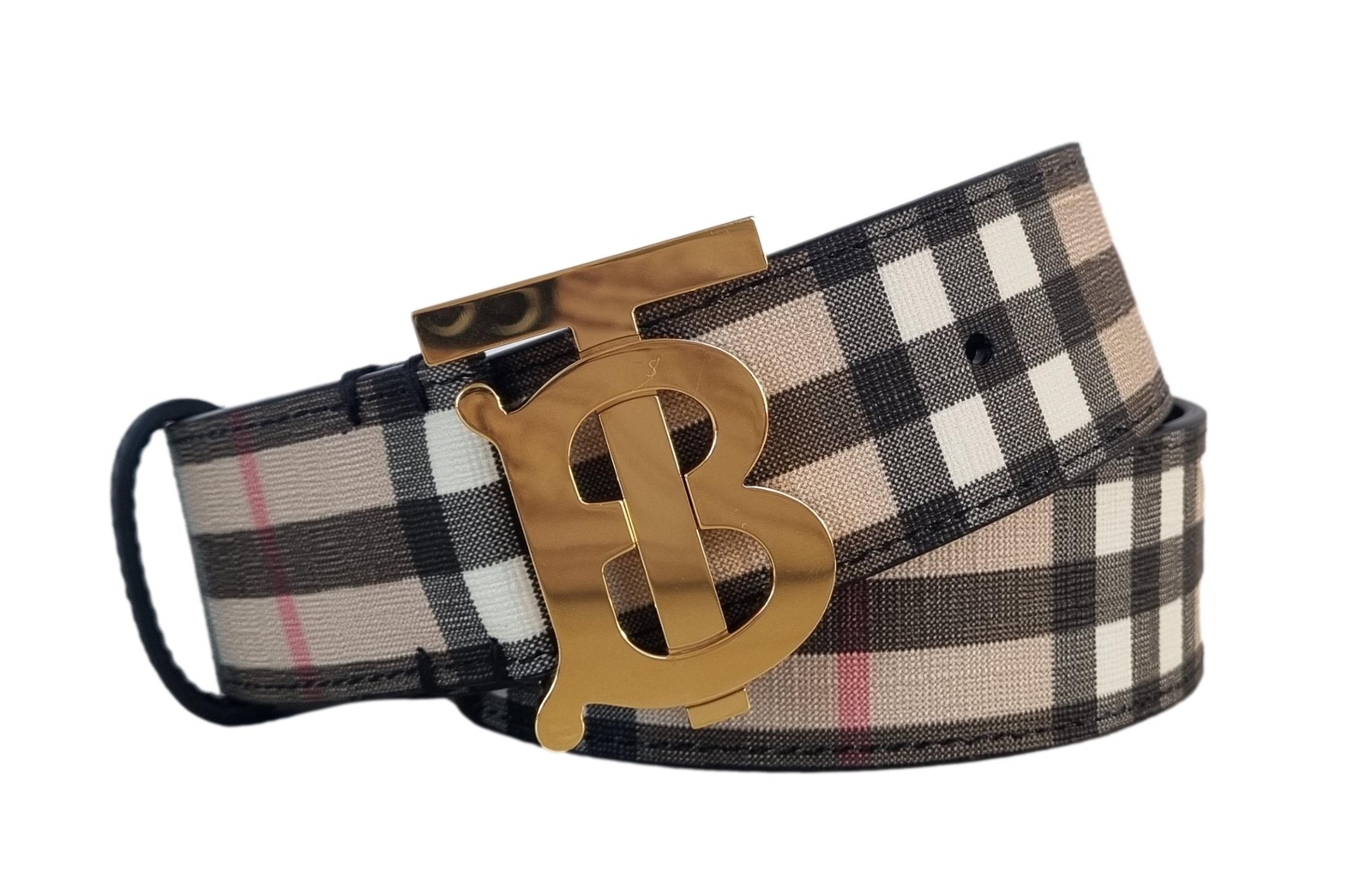 BURBERRY cintura unisex vintage check 80465461001 fibbia TB tg.L
