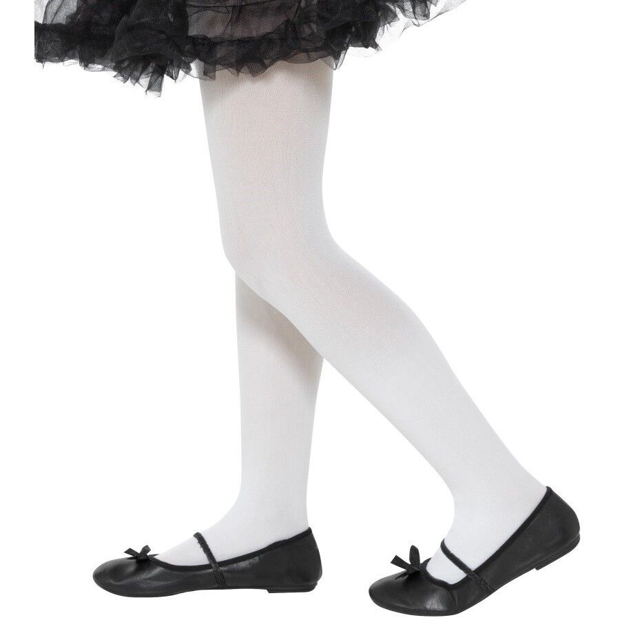 Bambini Costume Opaco Collant Bianco Ragazze Collant 6-12 Anni Da Smiffys Nuovo