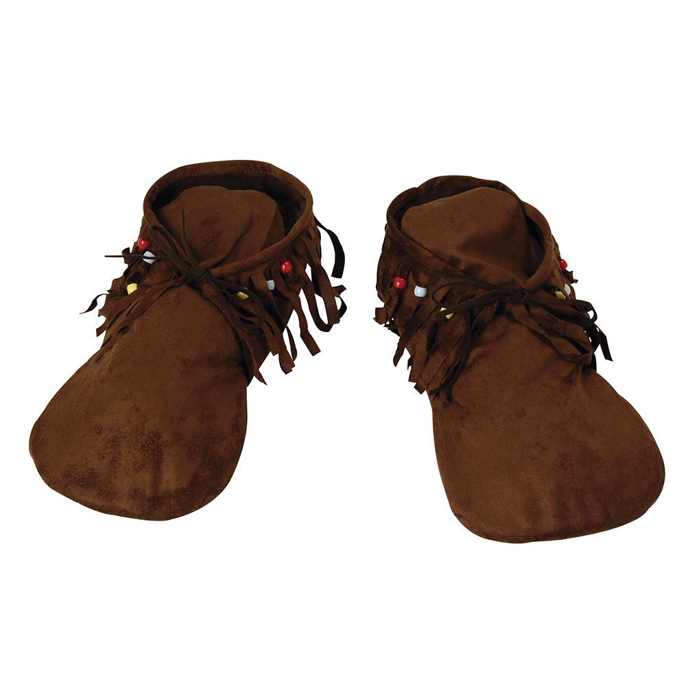 Bristol Novelty BA457 Hippy Indian Moccasins Men's Shoes   For Women   Brown Nat