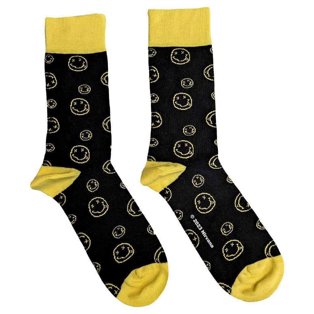 Abbigliamento Nirvana: Outline Happy Faces (Socks / Calzini Alti Unisex Tg. 40-4