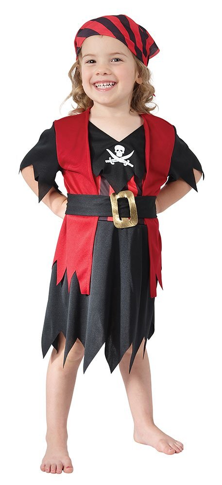 Bristol Novelty CC010 Pirate Girl Toddler Costume, Black, X-Small, Age 2-3 Years