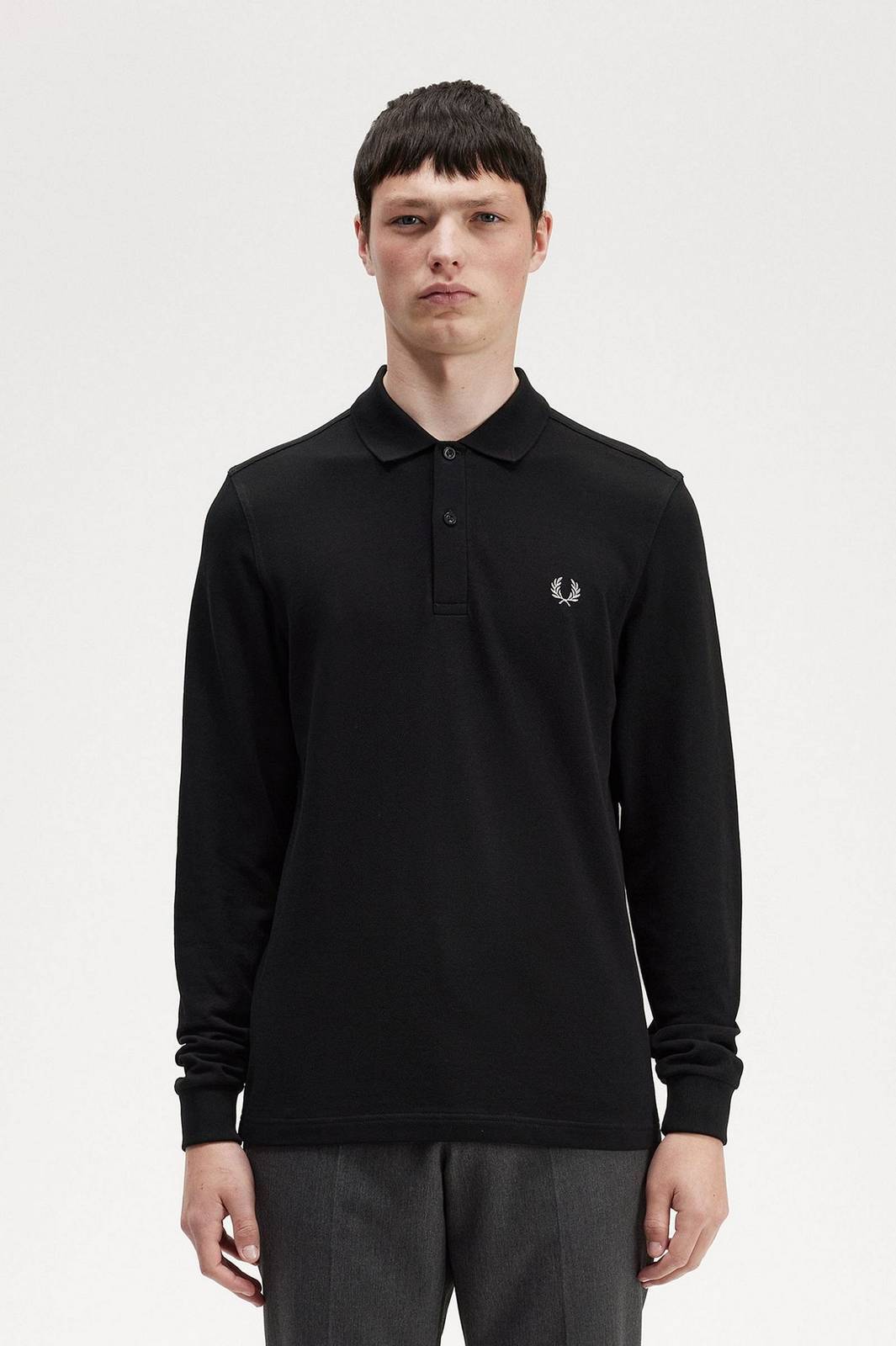 Fred Perry Polo Manica Lunga Piquè Nero - Taglia M Abbigliamento Uomo Polo