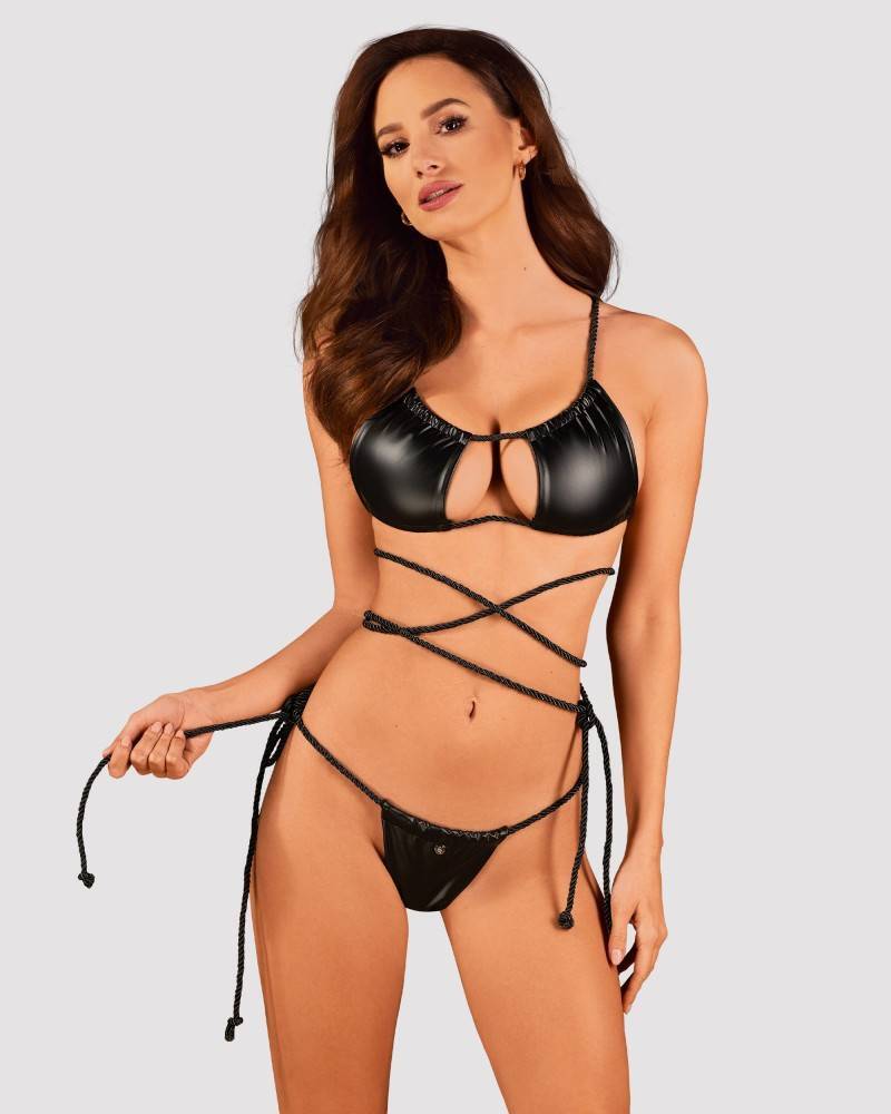 OBSESSIVE CORDELLIS SEXY COMPLETINO INTIMO NERO DUE PEZZI PER DONNA TAGLIA UNICA