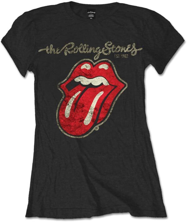 Abbigliamento Rolling Stones (The): Plastered Tongue Black (T-Shirt Donna Tg. XL
