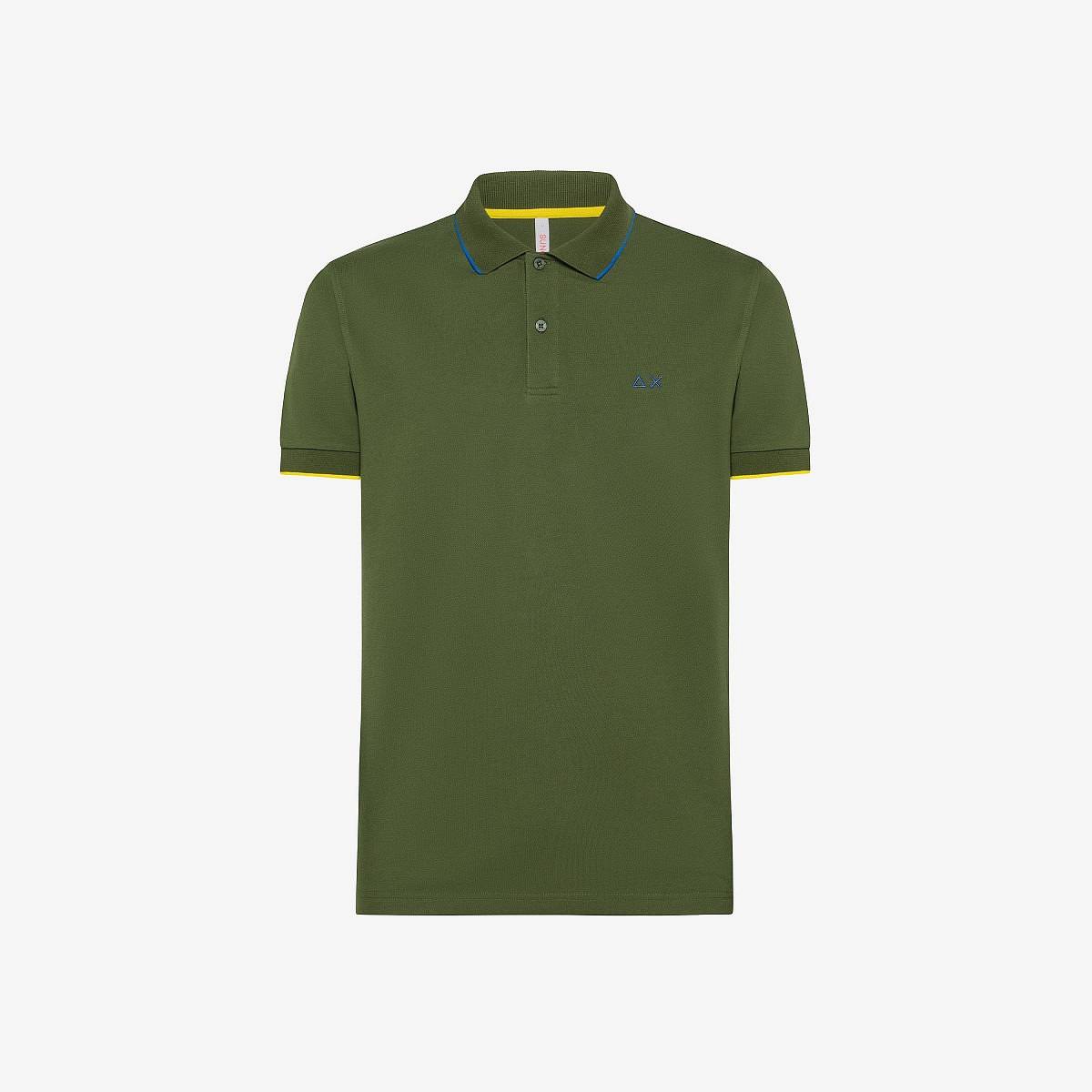 Sun 68 Polo Small Stripes On Collar Verde - Taglia XXXL Abbigliamento Uomo Polo