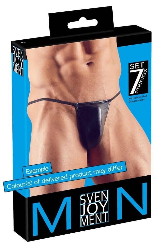 Svenjoyment Perizoma a Corda UOMO Confezione 7 Pezzi Neri Men String Tanga