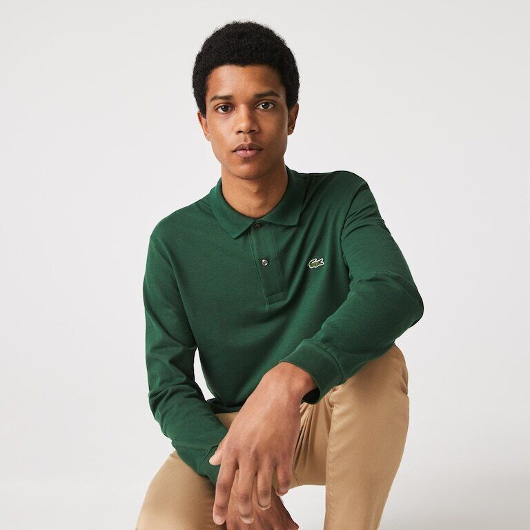 Lacoste - Polo a maniche lunghe Militare Taglia VI