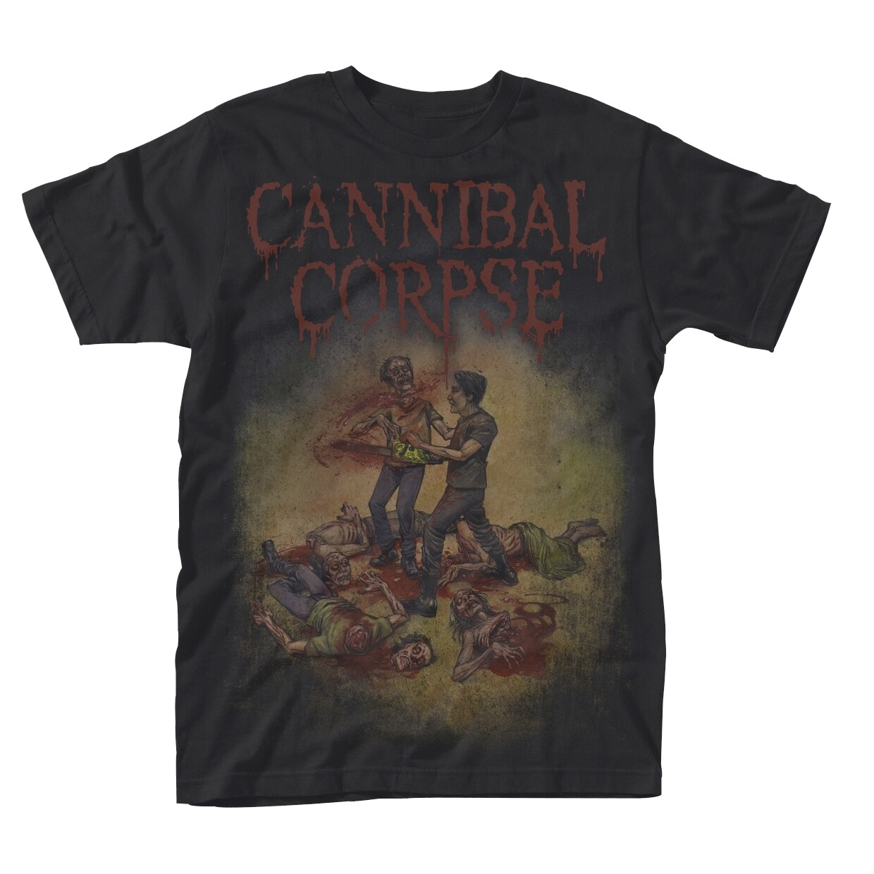 CANNIBAL CORPSE - CHAINSAW BLACK T-Shirt, Front & Back Print X-Large