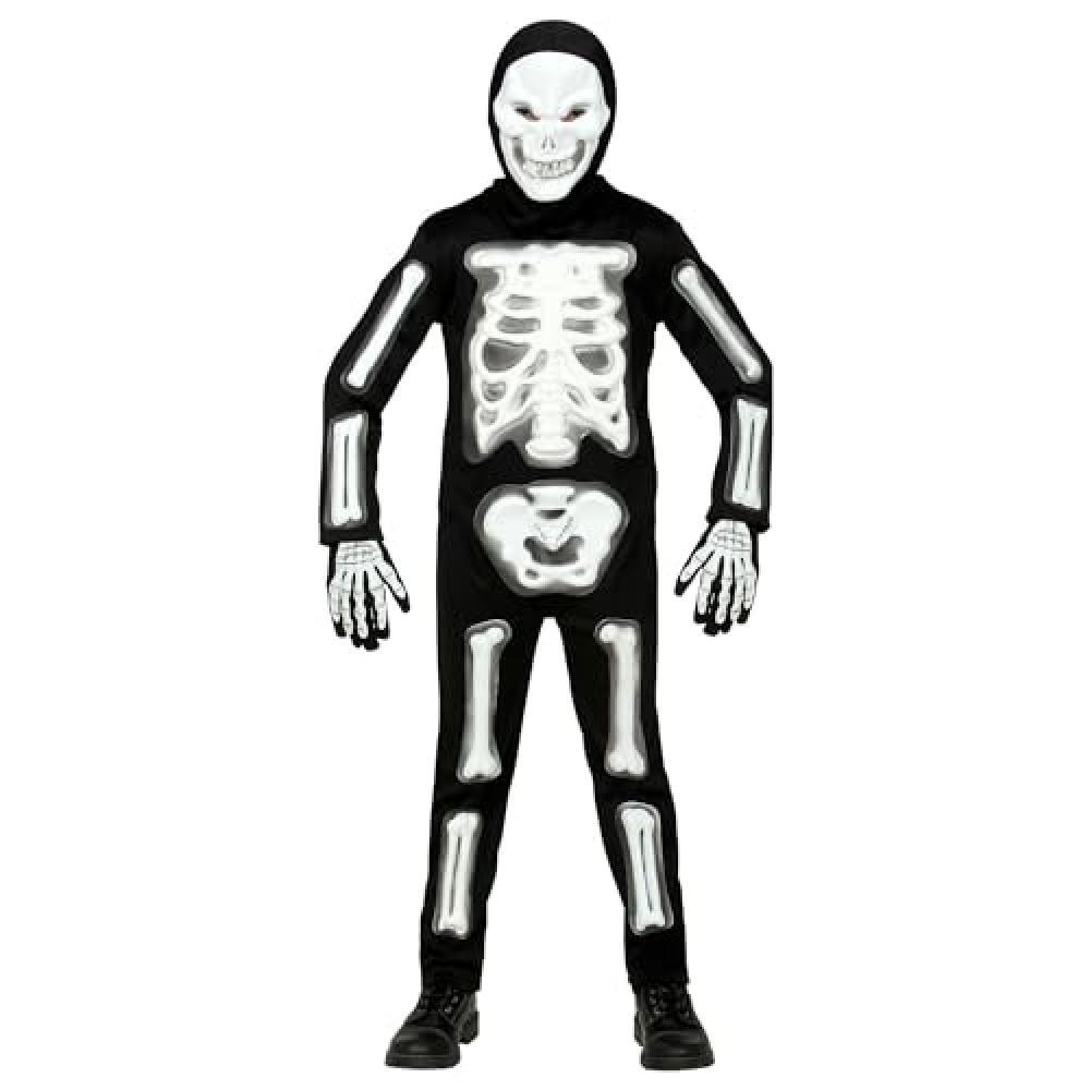 (TG. 158) Widmann 3D SKELETON (jumpsuit, hooded mask, gloves) - (158 cm / 11-13