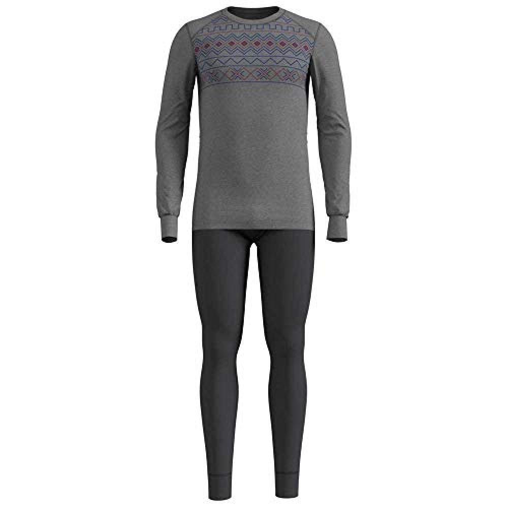 (TG. XXL) Odlo Active Warm X-mas ST - Set Termico, da Uomo, Grigio Melange Grafi