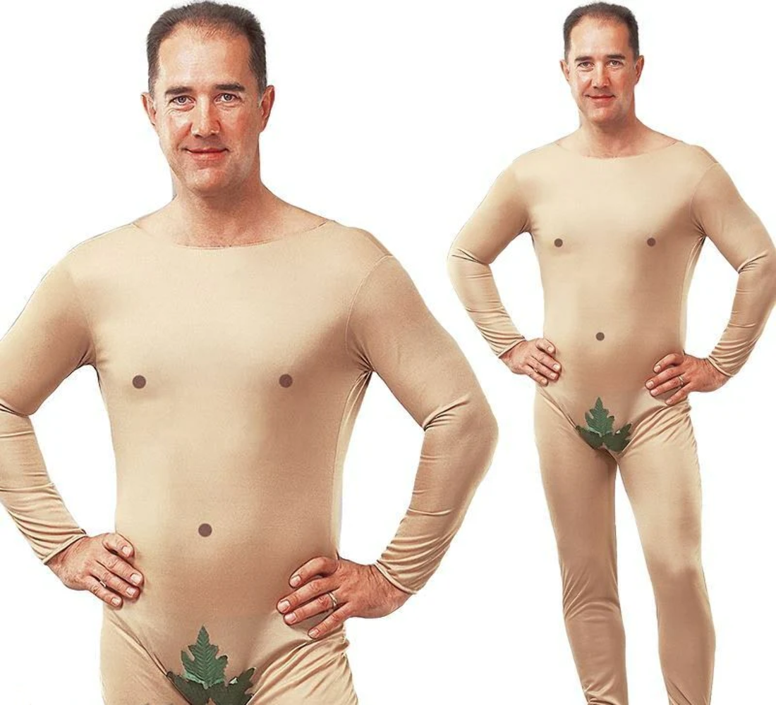 Uomo Nuda Uomo Adam Vigilia Addio Al Celibato Fig Leaf Tuta Costume Adulti