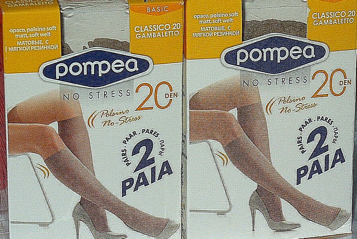 8 paia gambaletto POMPEA 20 DEN opaco polsino soft punte nudeTg unica NATURE