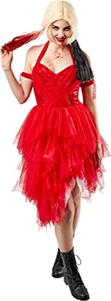 (TG. XS) Rubie's Costume Harley Quinn SQ2 Abito Rosso AD - NUOVO