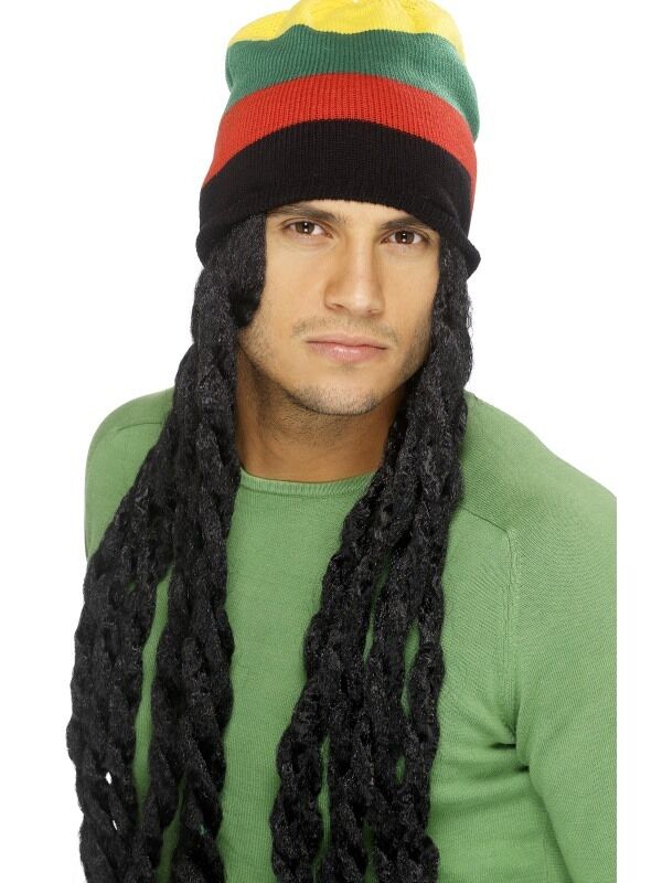 Uomo Rasta Parrucca & Berretto Rasta Giamaicano Costume Marley da Smiffys
