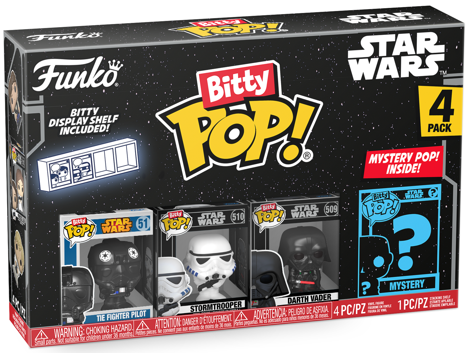 7024787 Merchandising Star Wars: Funko Pop! Bitty Pop - Darth Vader 4PK