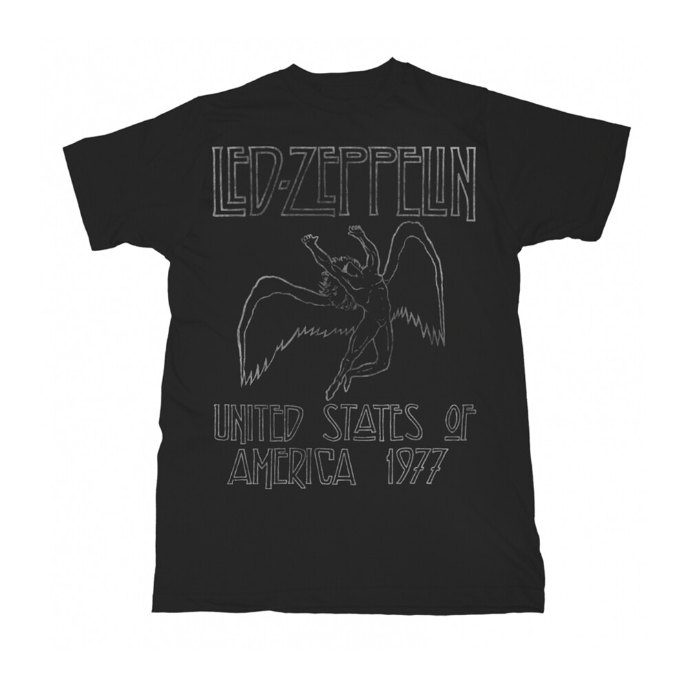 LED ZEPPELIN - USA 1977 BLACK T-Shirt Medium
