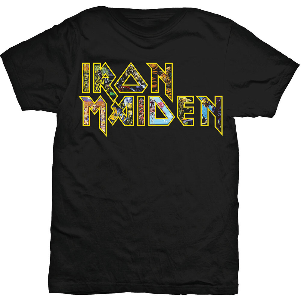 Abbigliamento Iron Maiden: Eddie Logo Black (T-Shirt Unisex Tg. L)