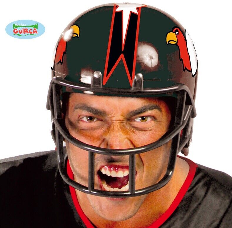 Uomo Football Americano Costume Casco Nero Nuovo Fg