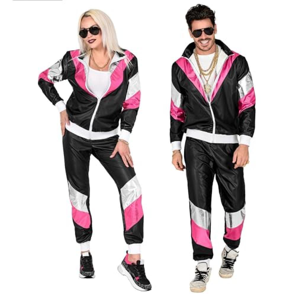 (TG. M) "80'S SHINING LEATHERLOOK SHELL SUIT" (jacket, pants) - (M) - NUOVO
