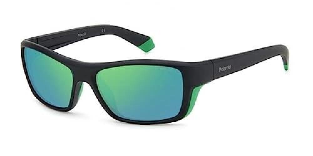 (TG. 57) POLAROID PLD 7046/S Occhiali da sole per bimbi Nero e Verde - NUOVO