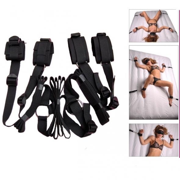 Bondage Set per Legare al Letto con 4 Manette Gioco Erotico di Coppia